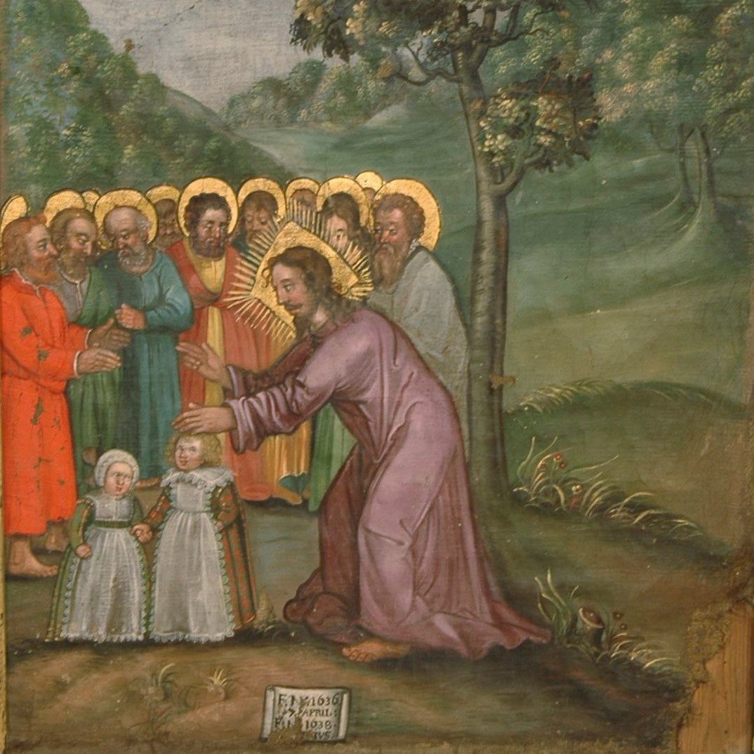 Målning föreställande Jesus som välsignar barn.