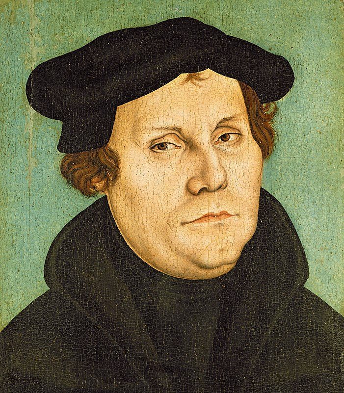 Målning av Lucas Cranach föreställande Martin Luther.