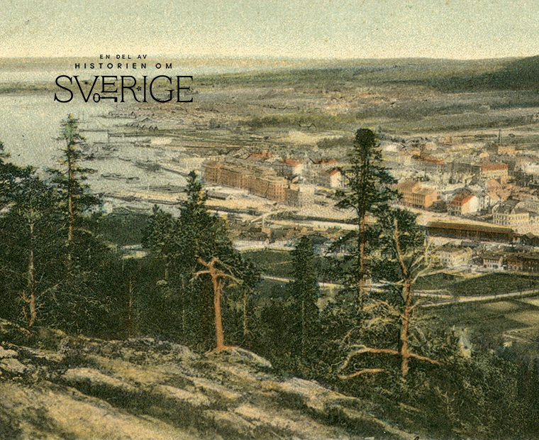 Målning som visar inloppet från havet till Sundsvall