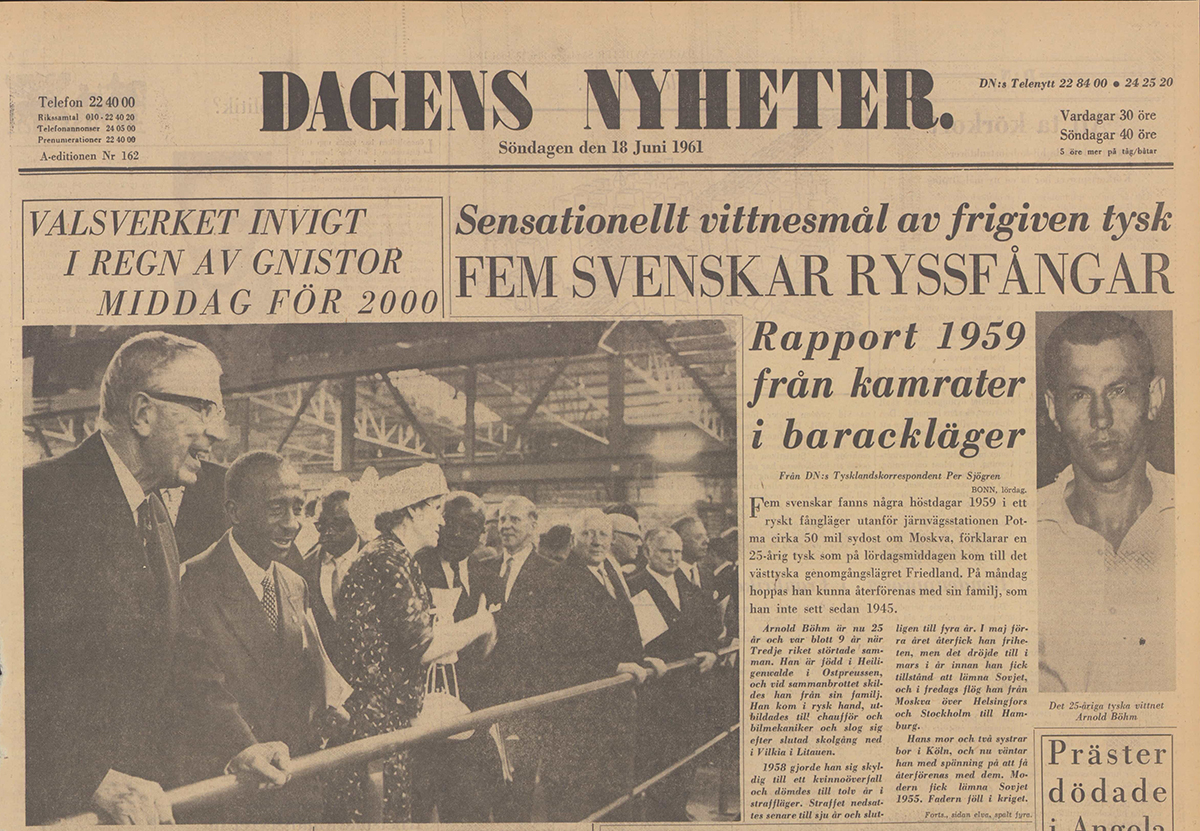 Framsidan på tidningen Dagens Nyheter, där en av artiklarna handlar om DC3:an.