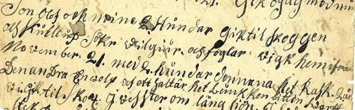 Klipp från ett handskrivet dokument.